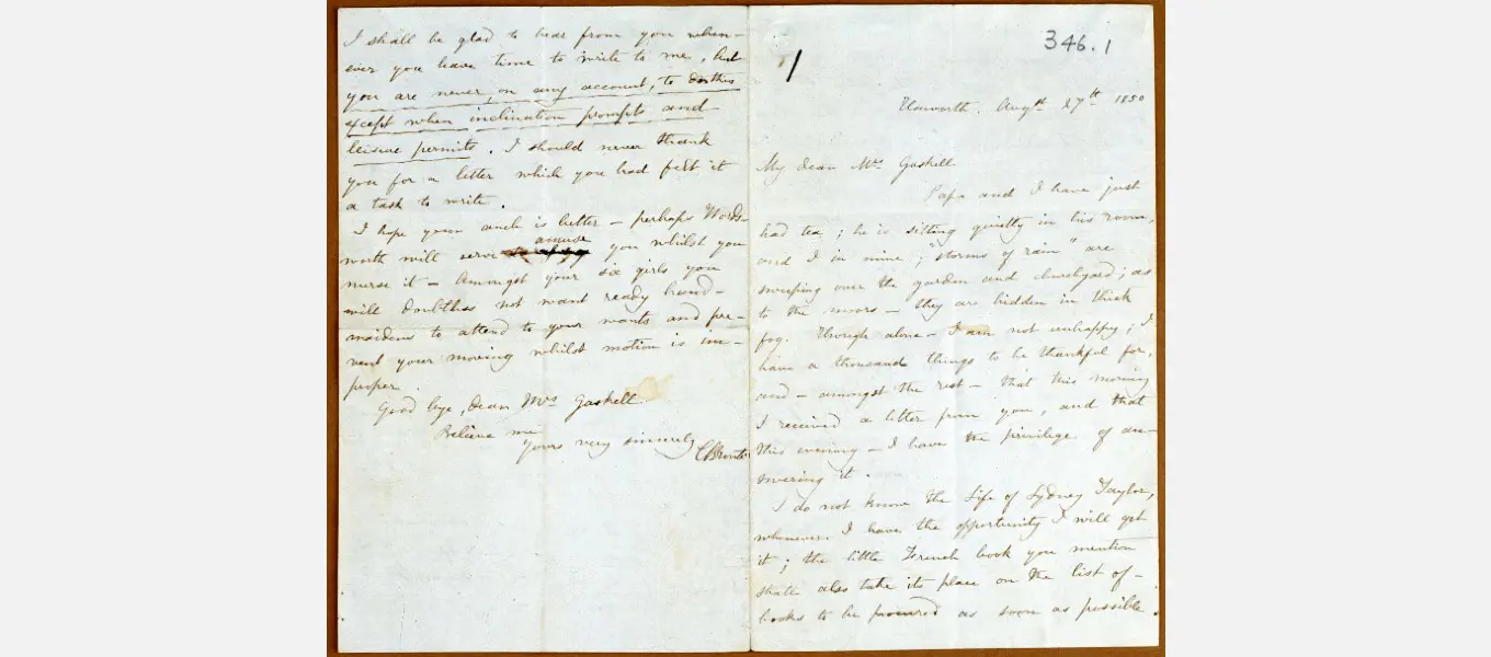 The letter from Charlotte Brontë that Elizabeth Gaskell sent to the Duke as a gift.